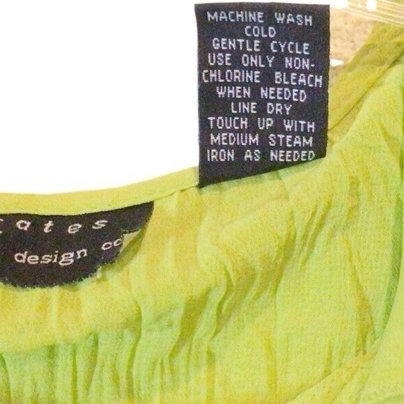 Womens Blouse Green Crinkle Lace 3/4 Sleeves Ruffles Tie Front Brat Vacay Beachy - Picture 7 of 9